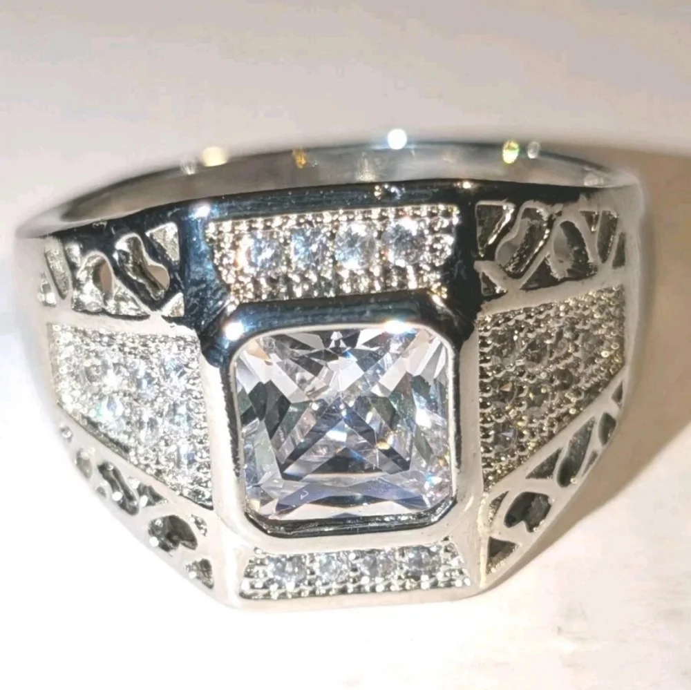 4 Ct Shiny Classic Men's Lab Created Diamond 925 Silver Wedding Band Ring Sz 12